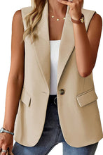 Load image into Gallery viewer, Apricot Single Button Pocketed Lapel Vest Blazer
