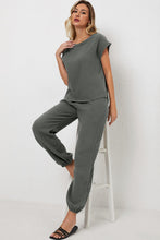 Load image into Gallery viewer, Gray Crinkled Texture Tee and Jogger Pants Set
