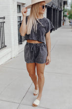 Load image into Gallery viewer, Black Acid Washed Short Lounge Set
