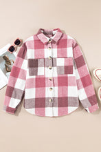 Load image into Gallery viewer, Plaid Color Block Buttoned Long Sleeve Jacket with Pocket
