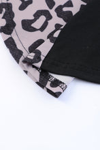 Load image into Gallery viewer, Black Contrast Solid Leopard Short Sleeve T-shirt Dress with Slits
