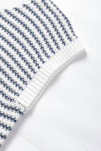 Load image into Gallery viewer, Blue Stripe Ribbed Trim Loose Fit Knitted Sweater Vest
