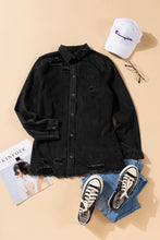 Load image into Gallery viewer, Black Ripped Denim Jacket
