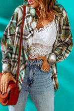 Load image into Gallery viewer, Green Plaid Shacket with Pocket
