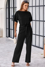 Load image into Gallery viewer, Red Belted Wide Leg Jumpsuit
