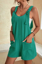 Load image into Gallery viewer, Black Adjustable Straps Pocketed Textured Romper
