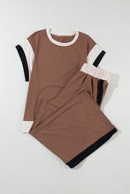 Load image into Gallery viewer, Chestnut Color Block Detail Casual Two-piece Outfit
