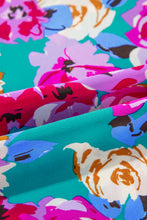 Load image into Gallery viewer, Green Rose Floral Print Ruffled Short Dress
