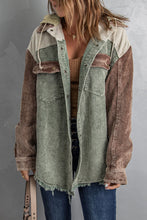 Load image into Gallery viewer, Khaki Patchwork Hooded Corduroy Shacket
