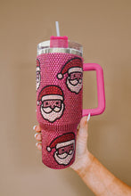 Load image into Gallery viewer, Rose Red Christmas Santa Claus Diamond Thermos Cup with Straw 40oz
