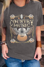 Load image into Gallery viewer, Gray COUNTRY MUSIC Guitar Graphic Print Crew Neck T Shirt
