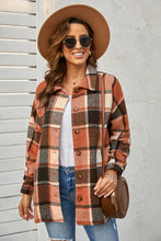 Load image into Gallery viewer, Rose Plaid Print Buttoned Shirt Jacket

