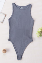 Load image into Gallery viewer, Black Solid Color Ribbed Sleeveless Sport Romper

