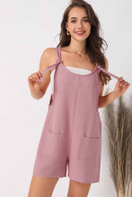 Load image into Gallery viewer, Black Adjustable Straps Pocketed Textured Romper
