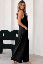 Load image into Gallery viewer, Black Loose Fit Side Pockets Spaghetti Strap Wide Leg Jumpsuit
