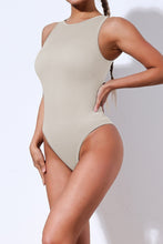 Load image into Gallery viewer, Black Solid Color Ribbed Sleeveless Sport Romper
