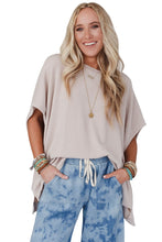 Load image into Gallery viewer, Apricot Ribbed Knit Batwing Sleeve Tunic Oversized T Shirt
