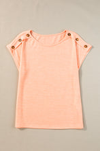 Load image into Gallery viewer, Apricot Pink Button Detail Batwing Sleeve Casual Tee
