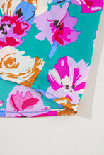 Load image into Gallery viewer, Green Rose Floral Print Ruffled Short Dress
