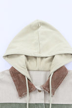 Load image into Gallery viewer, Khaki Patchwork Hooded Corduroy Shacket
