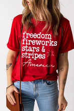 Load image into Gallery viewer, Red American Freedom Day Slogan Print T Shirt
