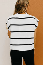 Load image into Gallery viewer, White Striped Batwing Sleeve Sweater Tee
