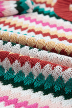 Load image into Gallery viewer, Fiery Red Trimmed Ruffle Sleeve Colorful Textured Sweater
