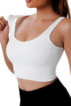 Load image into Gallery viewer, White Seamless U Neck Sleeveless Cropped Yoga Top
