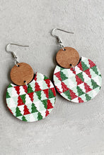 Load image into Gallery viewer, Dark Green Christmas Checker Graphic Wooden Earrings
