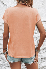 Load image into Gallery viewer, Apricot Pink Button Detail Batwing Sleeve Casual Tee
