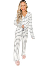 Load image into Gallery viewer, Striped Print Long Sleeve and Pants Pajamas Set
