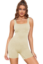 Load image into Gallery viewer, Black Ribbed Square Neck Padded Sports Romper
