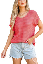 Load image into Gallery viewer, Red Clay Solid Loose Knit Short Dolman Sleeve Sweater
