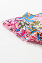 Load image into Gallery viewer, Multicolor Vibrant Floral Print Trimmed Ruffle Sleeve Blouse
