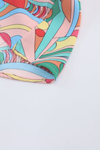 Load image into Gallery viewer, Multicolor Abstract Geometric Print Tassel Tie Flared Dress
