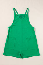 Load image into Gallery viewer, Bright Green Sleeveless Pocketed V Neck Jersey Romper
