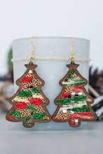 Load image into Gallery viewer, Red Shade Of Leopard Plaid Christmas Tree Earrings
