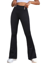 Load image into Gallery viewer, Black High Waist Tummy Control Flared Sports Pants
