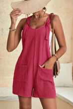 Load image into Gallery viewer, Black Adjustable Straps Pocketed Textured Romper
