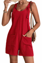 Load image into Gallery viewer, Black Adjustable Straps Pocketed Textured Romper

