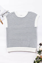 Load image into Gallery viewer, Blue Stripe Ribbed Trim Loose Fit Knitted Sweater Vest
