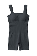 Load image into Gallery viewer, Black Ribbed Square Neck Padded Sports Romper

