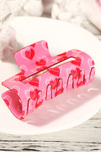 Load image into Gallery viewer, Pink Double Heart Printed Valentines Fashion Hair Claw
