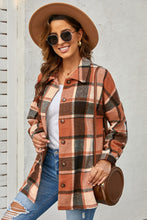 Load image into Gallery viewer, Rose Plaid Print Buttoned Shirt Jacket
