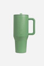 Load image into Gallery viewer, Dark Green Frosted Stainless Handle Large Vacuum Cup with Straw 40oz

