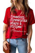 Load image into Gallery viewer, Red American Freedom Day Slogan Print T Shirt
