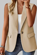 Load image into Gallery viewer, Apricot Single Button Pocketed Lapel Vest Blazer
