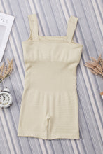 Load image into Gallery viewer, Black Ribbed Square Neck Padded Sports Romper
