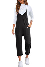 Load image into Gallery viewer, Black Pocketed Adjustable Spaghetti Strap Straight Leg Jumpsuit
