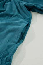 Load image into Gallery viewer, Blue Corduroy Snap Buttons Empire Waist Bracelet Sleeve Dress
